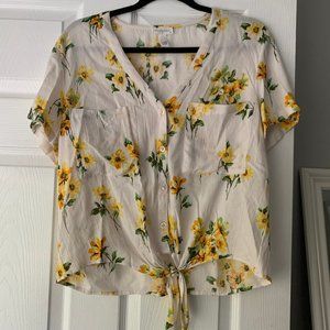 white blouse with yellow flowers